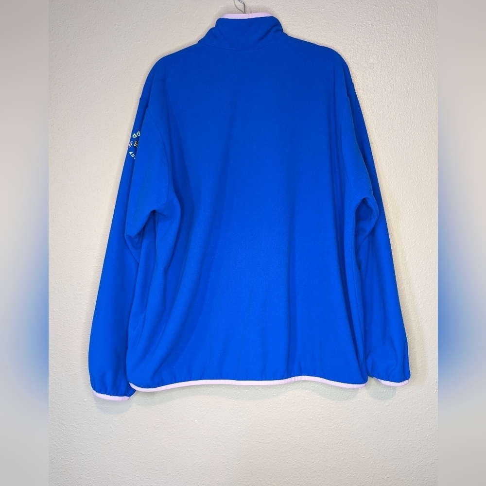 Adidas 1/2 zip pull over Cobalt blue with lilac trim retro colors size XL - Picture 6 of 10